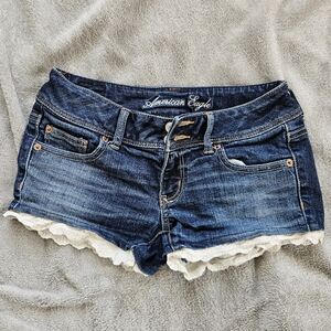 American Eagle Womens Shorts 0 Denim Y2K Micro Mini Festival Fairy Low Rise Boho
